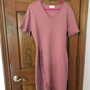 Rachel Parcell Knit Pink Ruffle Dress